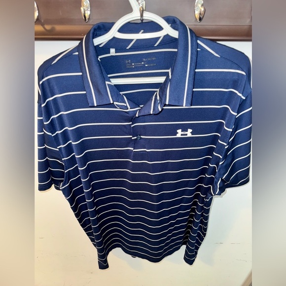 Under Armour Men's Navy Striped Golf Polo Shirt Size XL - Picture 6 of 6